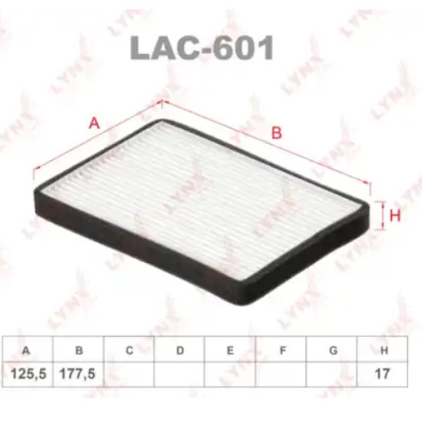 Фильтр салонный Lynx LAC-601 (AC-701E Vic) 