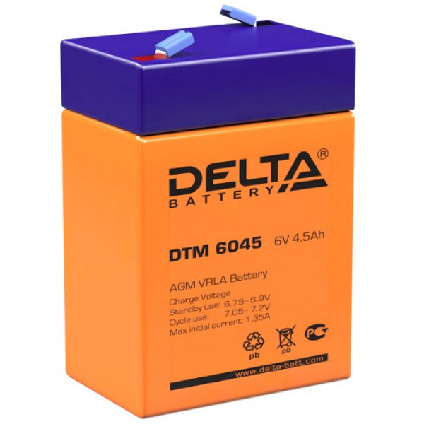 Аккумулятор Delta 6B 4,5 А/ч (DT6045)