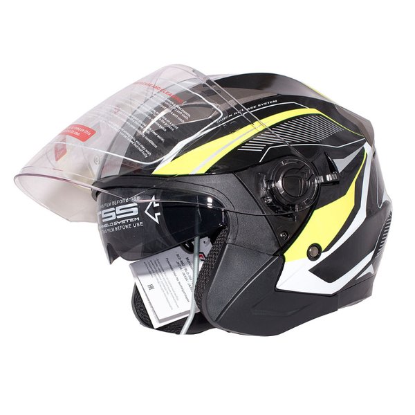 Шлем открытый RACER BLD-708 L черный/желтый