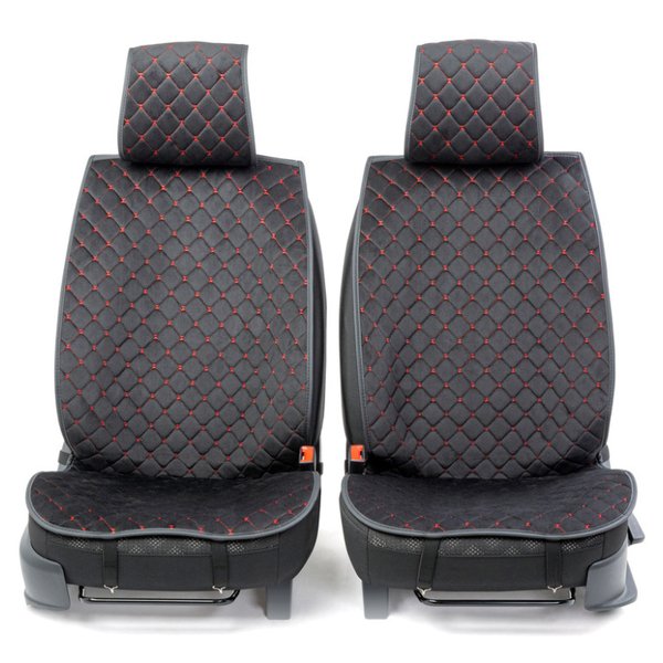 Накидки на сиденье Car Performance передние 2 шт алькантара черн/красные 5шт/уп CUS-1012 BK/RD