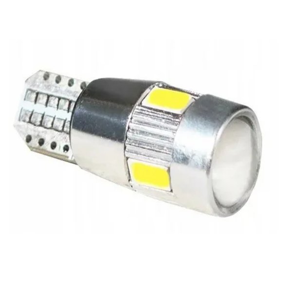 Лампа св/д T10 12V 10 SMD Canbus обманка White Линза →