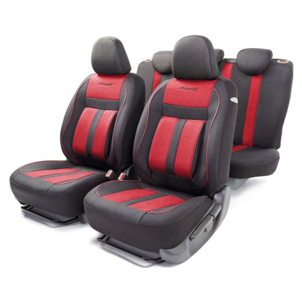 Чехлы автомобильные CUSHION COMFORT эко-хлопок 15 пр. 4мол. черн/красные AIRBAG CUS-1505
