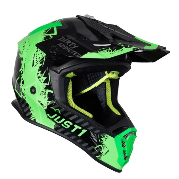 Шлем кроссовый JUST1 J38 Mask (Hi-Vis зеленый/серый/черный, L, 020035-941-3672)