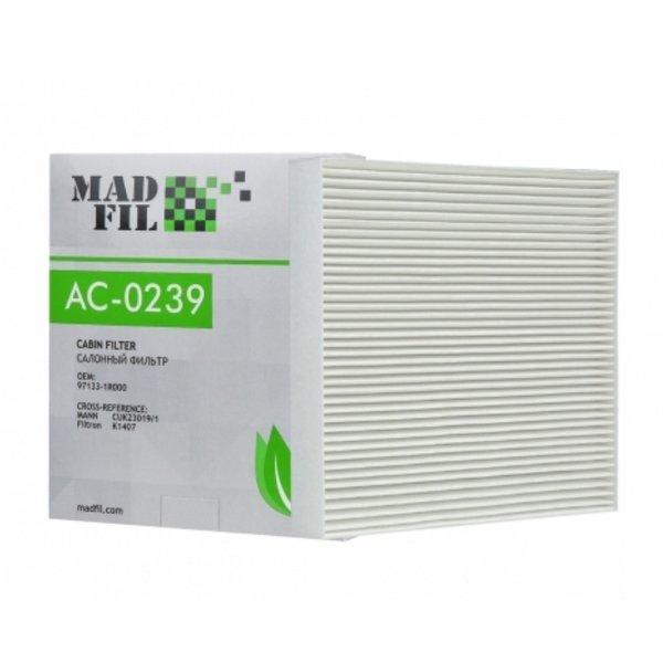 Фильтр салонный Madfil AC-0239С угольный (97133 D1000/97133 D3000 Mobis/CUK 23019 Mann/LAC-332 Lynx)