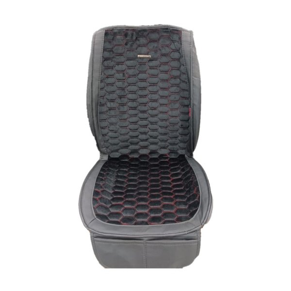 Накидки на сиденья Соты,бока,велюр черный,красная нить силик подл.(2шт)