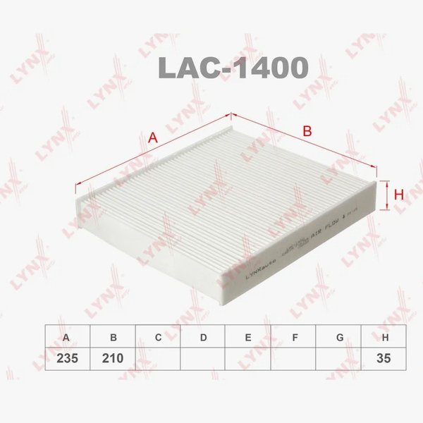 Фильтр салонный Lynx LAC-1400C (CUK 2440 Mann/CFA 10059 Fram) 