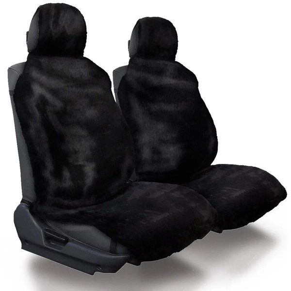 Накидки на сиденья искусственный мех черный,тканевая подложка (5шт)